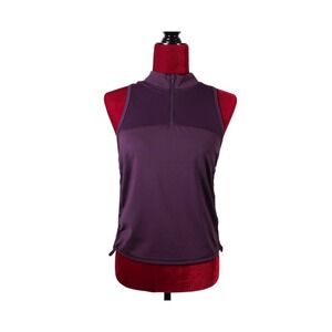 Athleta Hiit It Purple Tank Top Racer Back Tank With Zip Front and High Neck Med